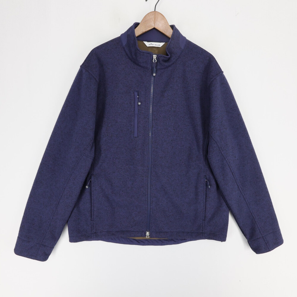 Peter Millar Condor Jacket Mens XL Blue Heather Sweater Fleece Full Zip Golf